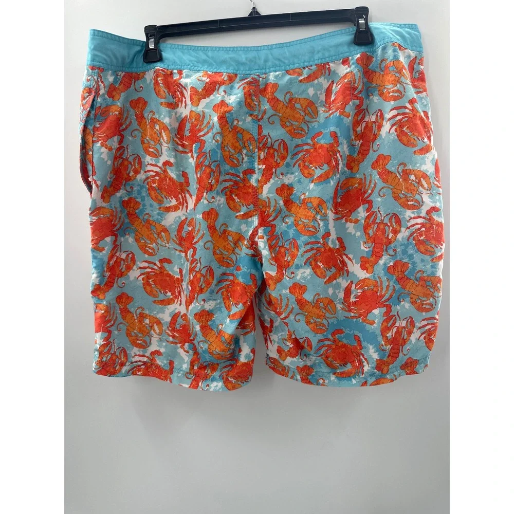 Red Camel Mens Blue Lobster Crab Print Board Shorts Swim Trunks Size 40 Orange